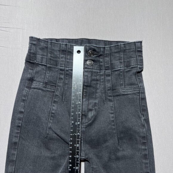 We The Free Jayde Jeans Womens 25 Gray High Rise Retro Flare Waist Double Button - Picture 12 of 15